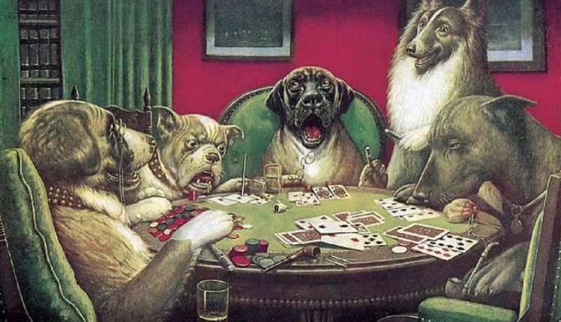 Dogs playing poker